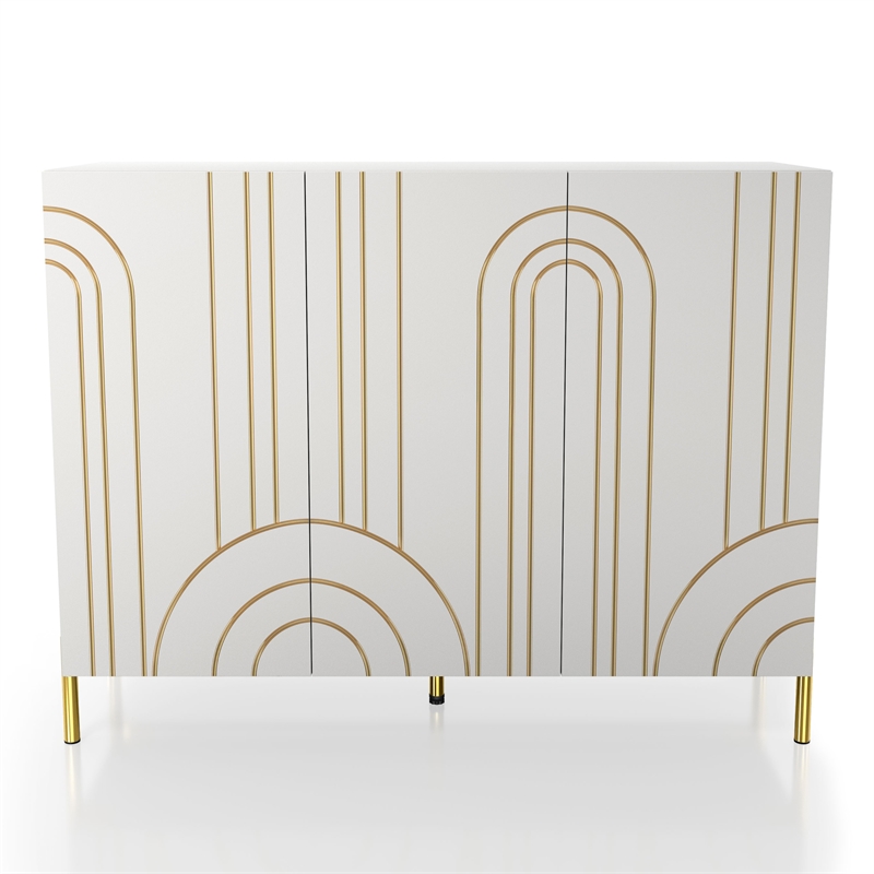 Furniture of America Taos White Wood Buffet Console Sideboard Cabinet