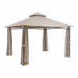 Furniture of America Naj 13' Outdoor Gazebo with  Netting in Brown Fabric