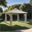 Furniture of America Naj 13' Outdoor Gazebo with  Netting in Brown Fabric