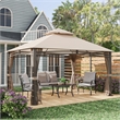 Furniture of America Naj 13' Outdoor Gazebo with  Netting in Brown Fabric