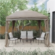 Furniture of America Naj 10' Pop-Up Outdoor Brown Fabric Gazebo with Wind Vent
