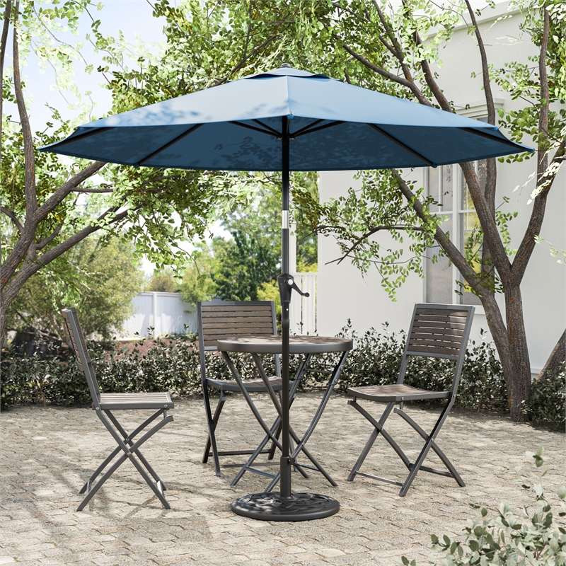 Furniture of America Stor 9' Metal Outdoor Tilting Patio Sherpa Blue Umbrella