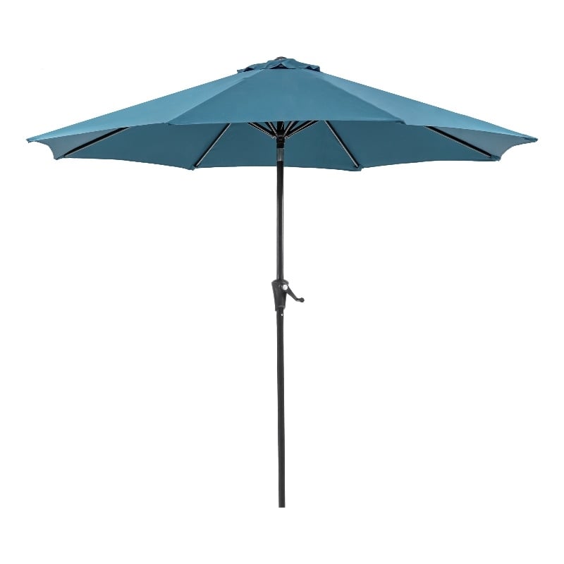 Furniture of America Stor 9' Metal Outdoor Tilting Patio Sherpa Blue Umbrella