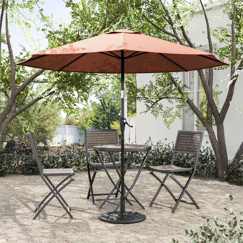 Furniture of America Stor 9' Metal Outdoor Tilting Patio Sienna Red Umbrella