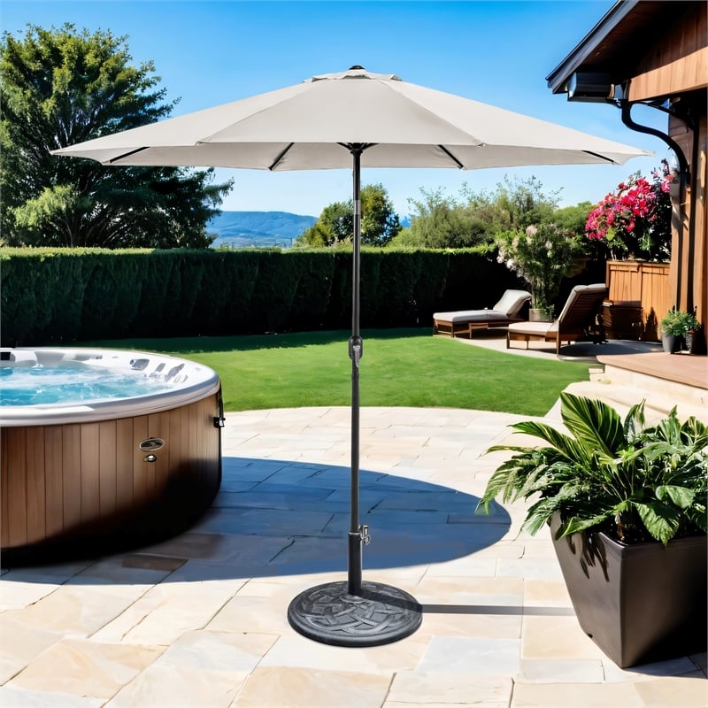 Furniture of America Perth 11' Outdoor Patio Metal Patio Beige Umbrella