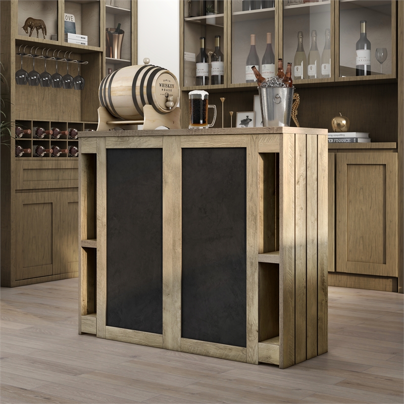 Furniture of America Levi Farmhouse Wood Bart Table in Weathered Oak