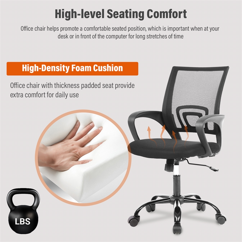 Furniture of America Siv Ergonomic Nylon Fabric Mesh Swevil Desk Chair in Black