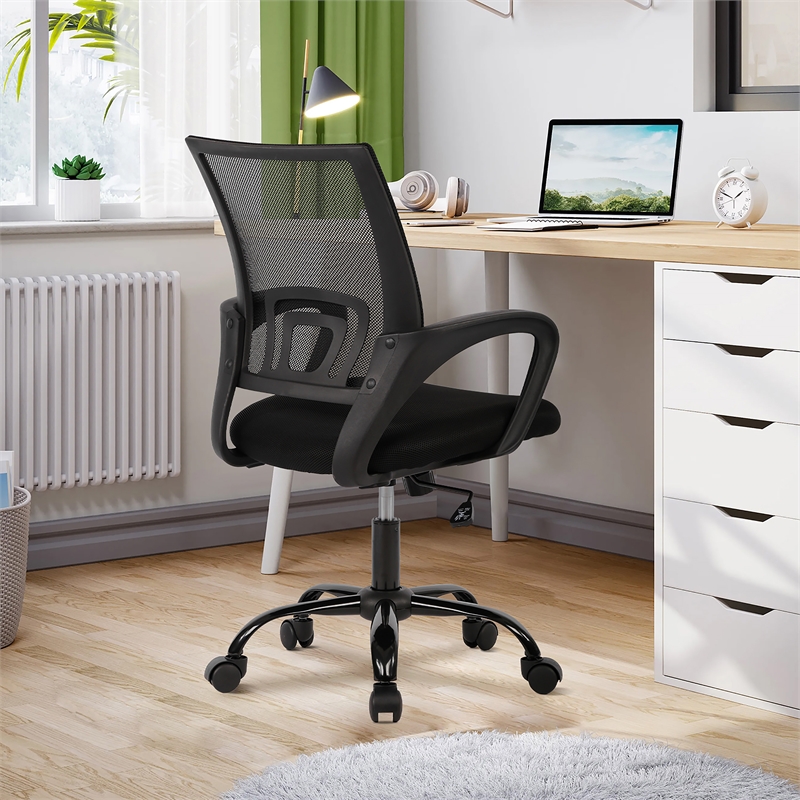 Furniture of America Siv Ergonomic Nylon Fabric Mesh Swevil Desk Chair in Black