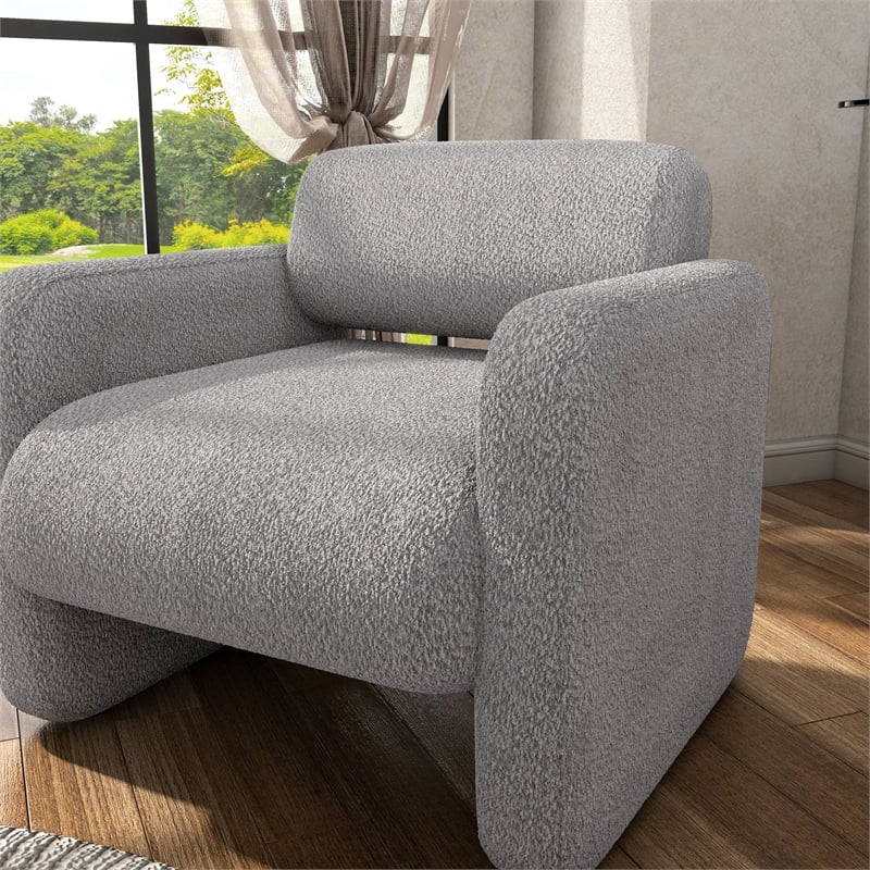 Furniture of America Luna Fabric Armchair with Rounded Corners in Gray