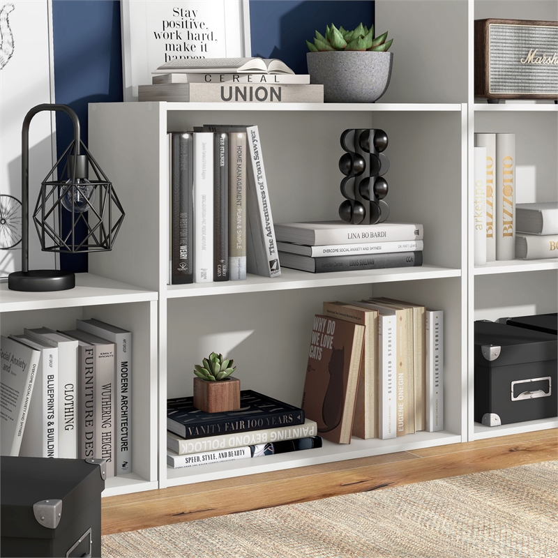 Furniture of America Seni Stackable Wood 2-Shelf Bookcase in White