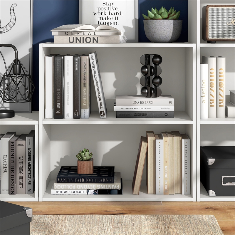 Furniture of America Seni Stackable Wood 2-Shelf Bookcase in White