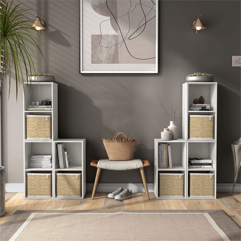 Furniture of America Seni Stackable Wood 2-Cube Bookcase in White