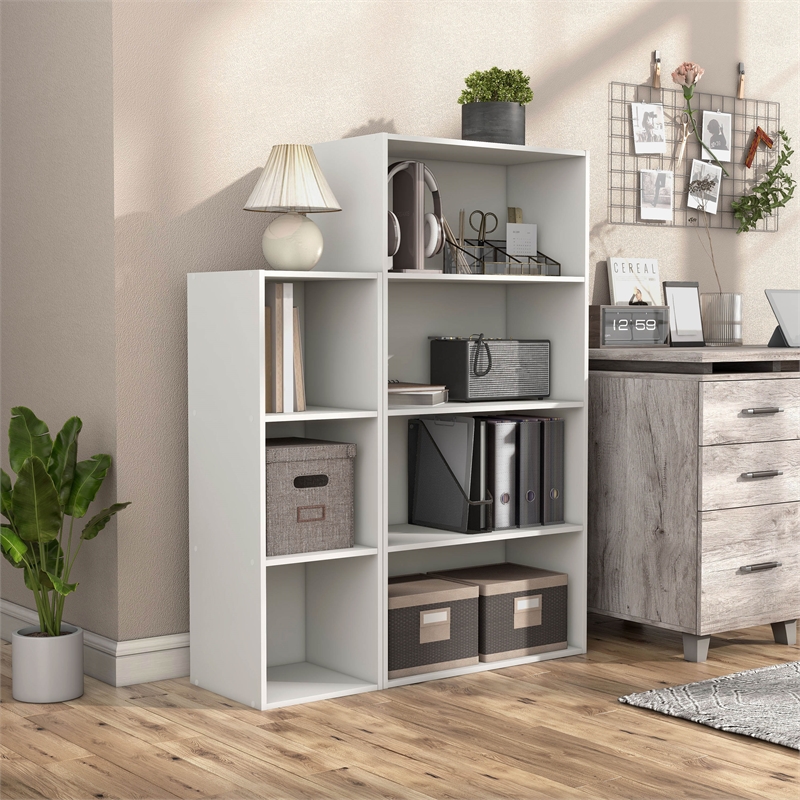 Furniture of America Seni Stackable Wood 4-Shelf Bookcase in White