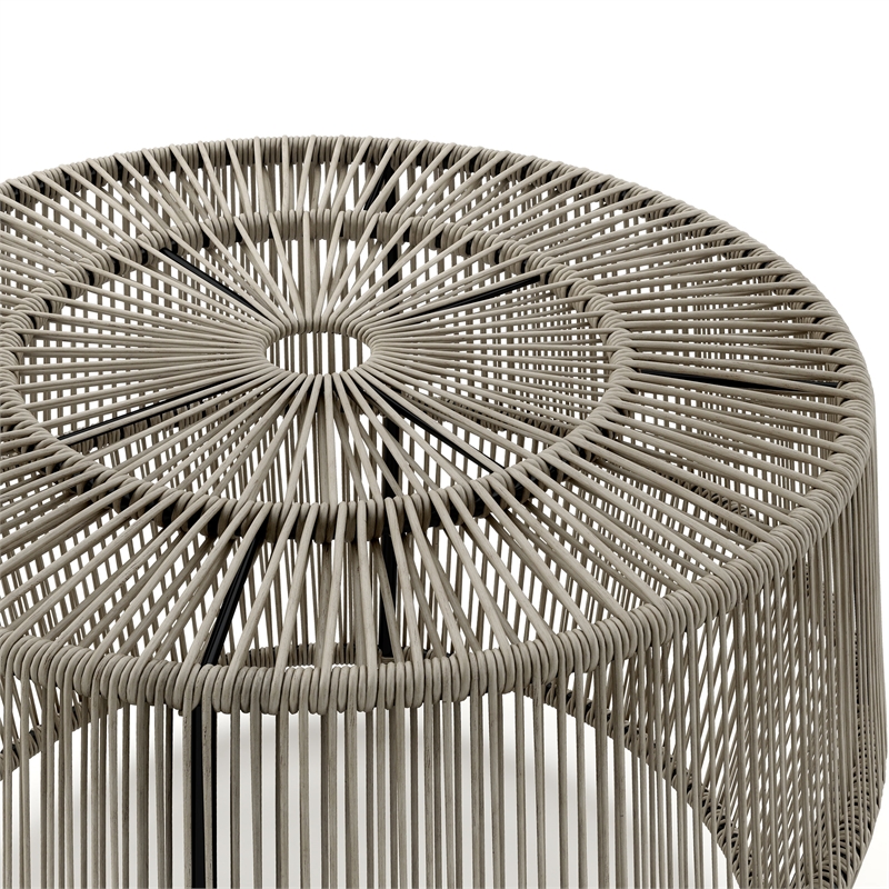 Muse & Lounge Co. Meja Wicker / Rattan Round Outdoor Coffee Table in Gray