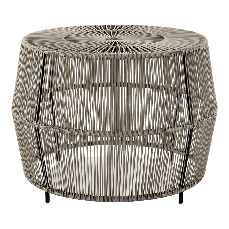 Muse & Lounge Co. Meja Wicker / Rattan Round Outdoor Coffee Table in Gray