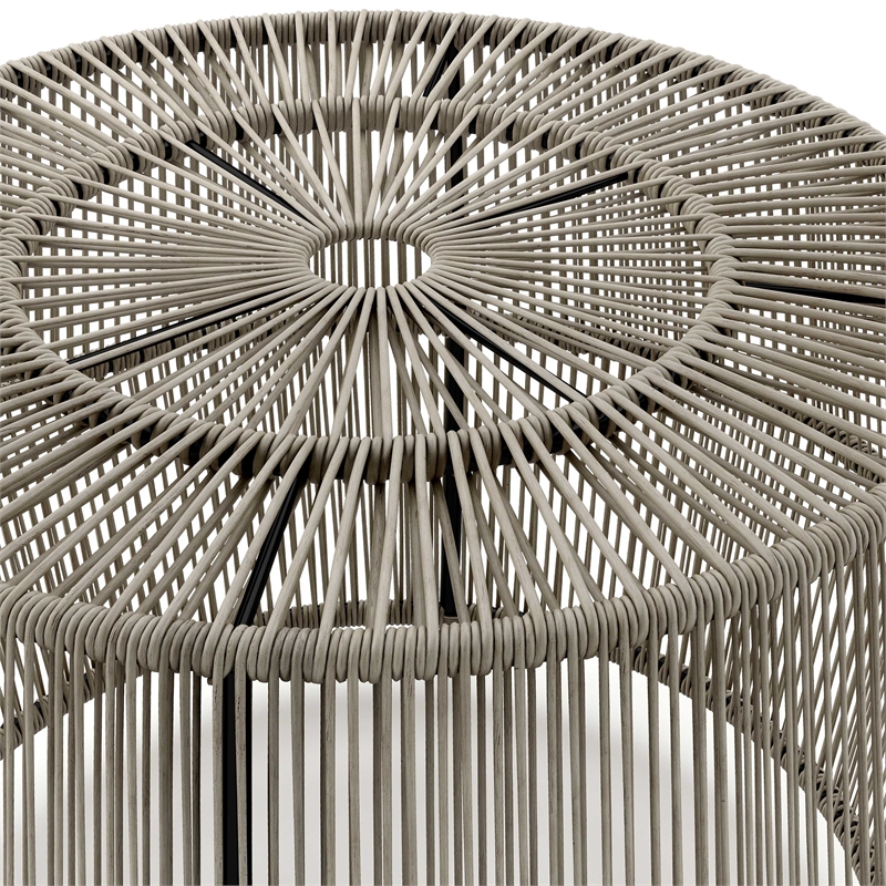 Muse & Lounge Co. Meja Wicker / Rattan Round Outdoor Coffee Table in Gray