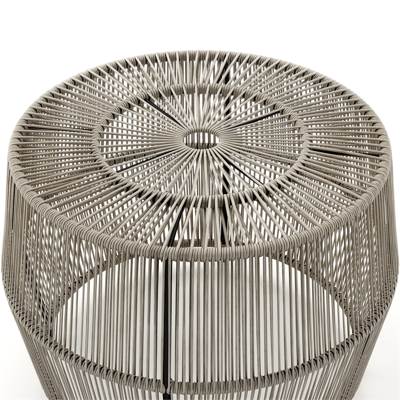 Muse & Lounge Co. Meja Wicker / Rattan Round Outdoor Coffee Table in Gray