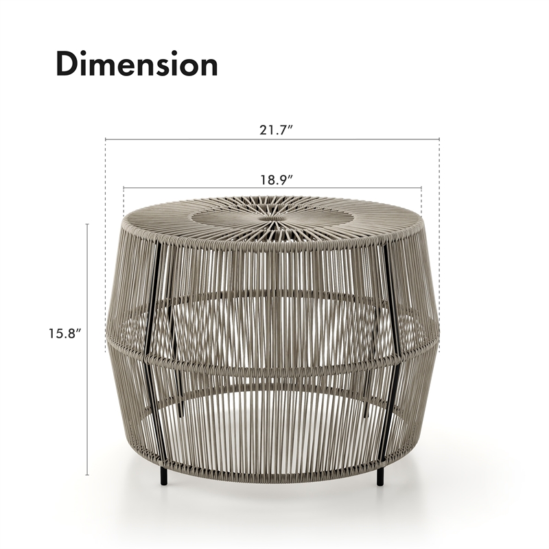 Muse & Lounge Co. Meja Wicker / Rattan Round Outdoor Coffee Table in Gray