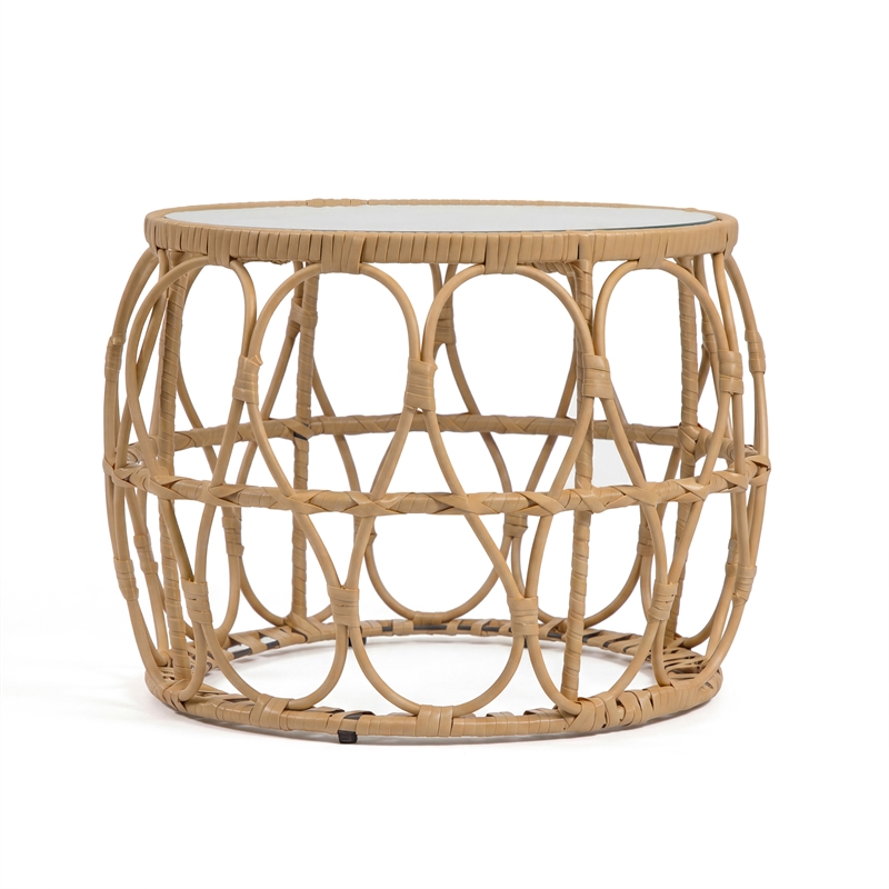Muse & Lounge Co. Serene Wicker / Rattan Round Outdoor Coffee Table in Natural