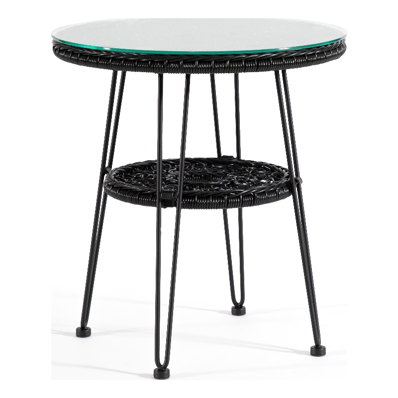 Muse & Lounge Co. Serene Wicker / Rattan Round Outdoor Coffee Table in Black