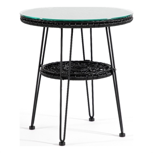 Muse & Lounge Co. Serene Wicker / Rattan Round Outdoor Coffee Table in Black