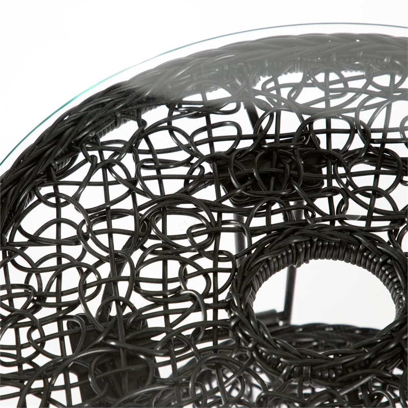 Muse & Lounge Co. Serene Wicker / Rattan Round Outdoor Coffee Table in Black