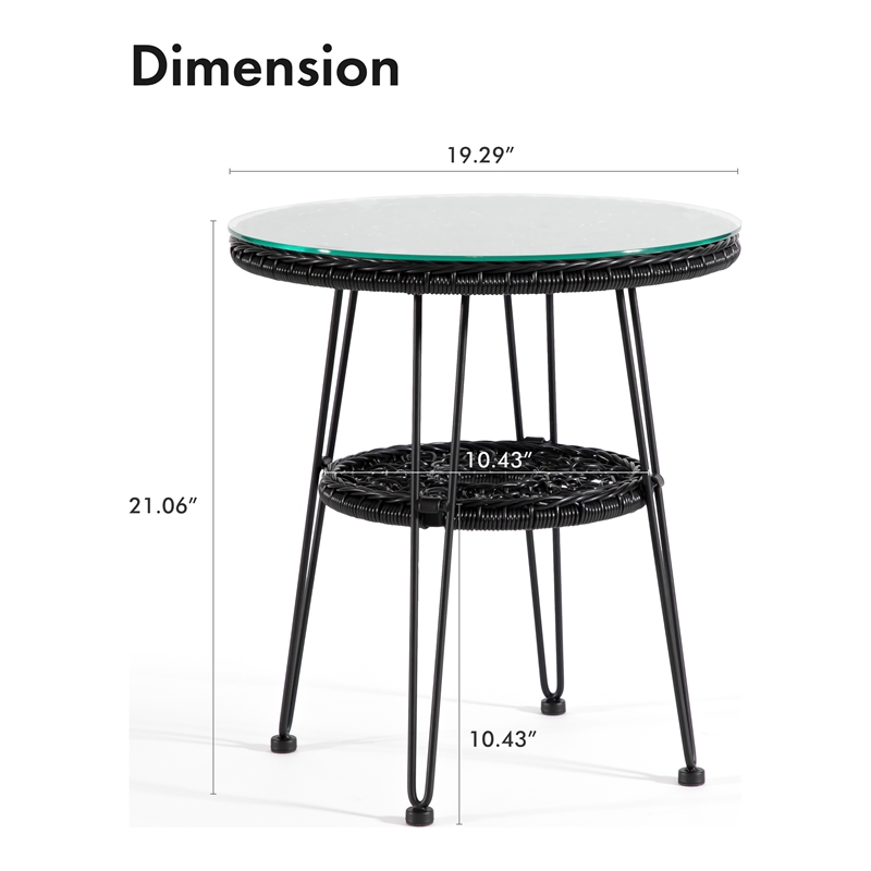 Muse & Lounge Co. Serene Wicker / Rattan Round Outdoor Coffee Table in Black