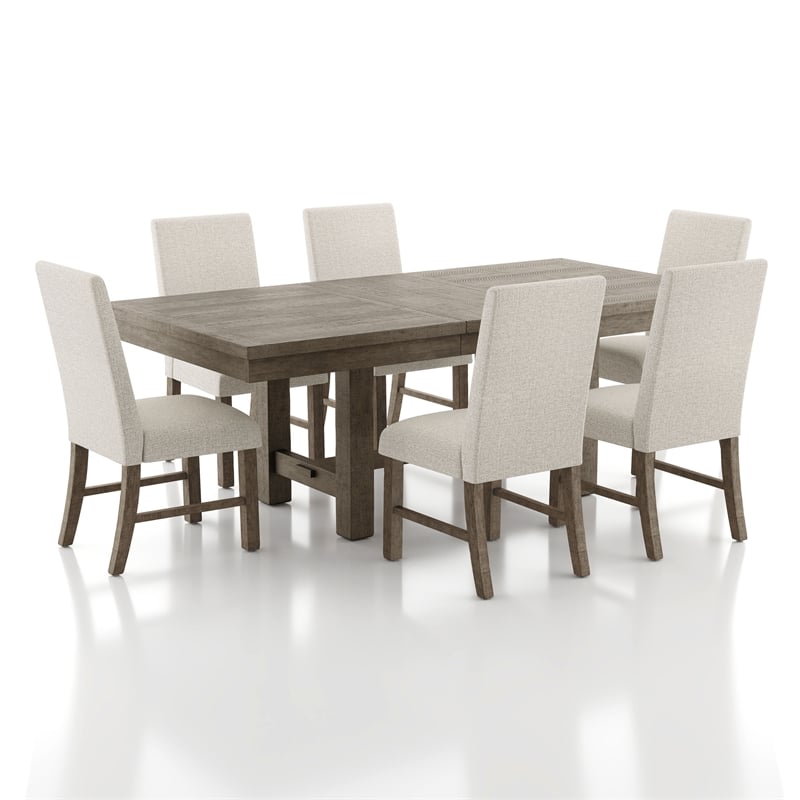 Furniture of America Atola Rustic Wood 7-Piece Dining Set in Gray