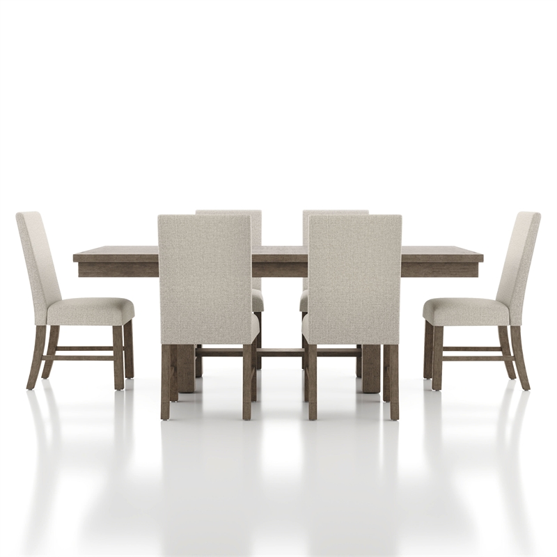 Furniture of America Atola Rustic Wood 7-Piece Dining Set in Gray