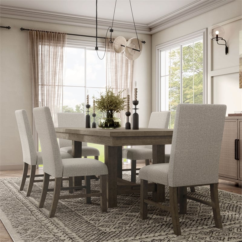 Furniture of America Atola Rustic Wood 7-Piece Dining Set in Gray