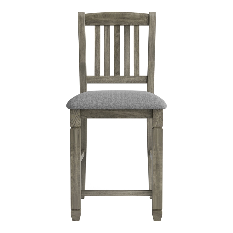 Furniture of America Wuor Wood Padded Counter Chairs in Gray (Set of 2)