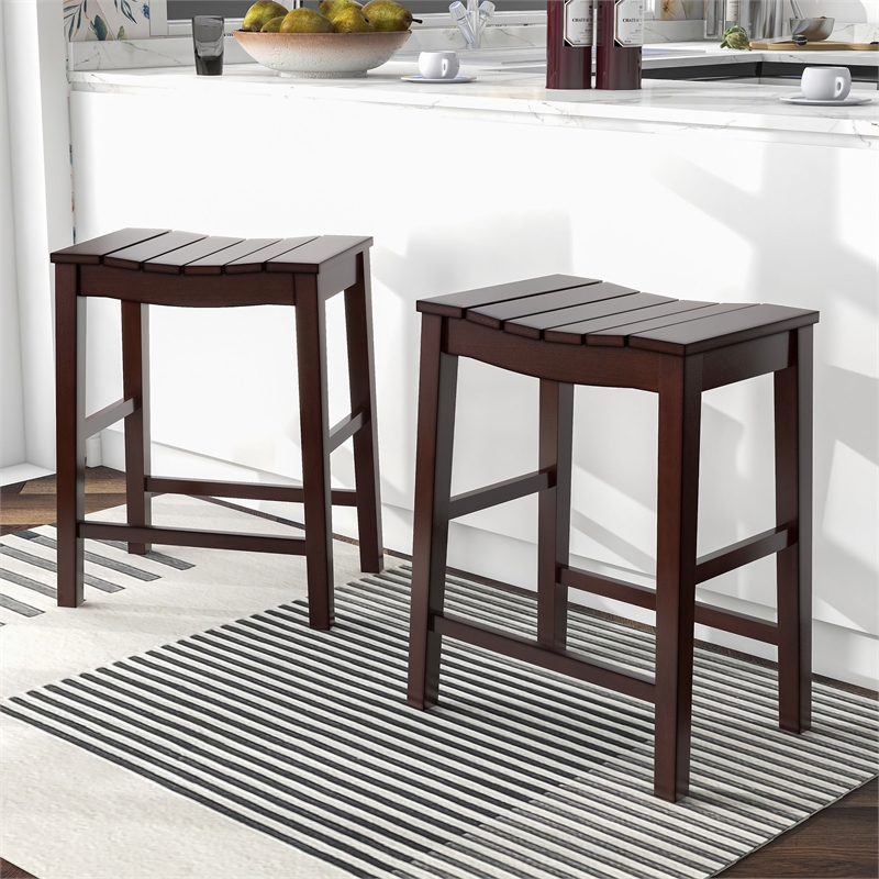 Furniture of America Niem Wood Counter Height Stools in Red (Set of 2)