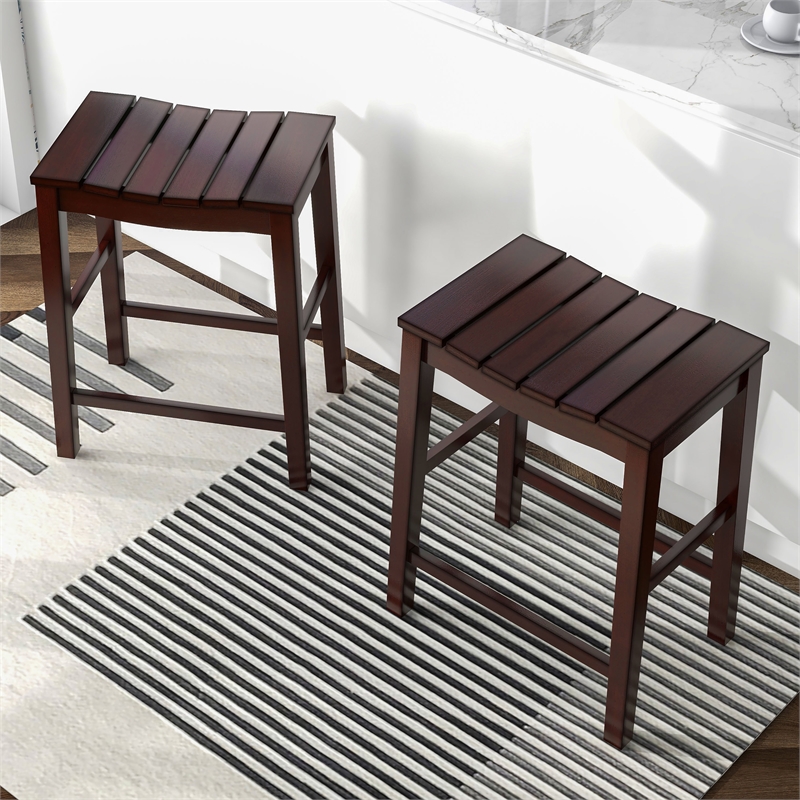 Furniture of America Niem Wood Counter Height Stools in Red (Set of 2)