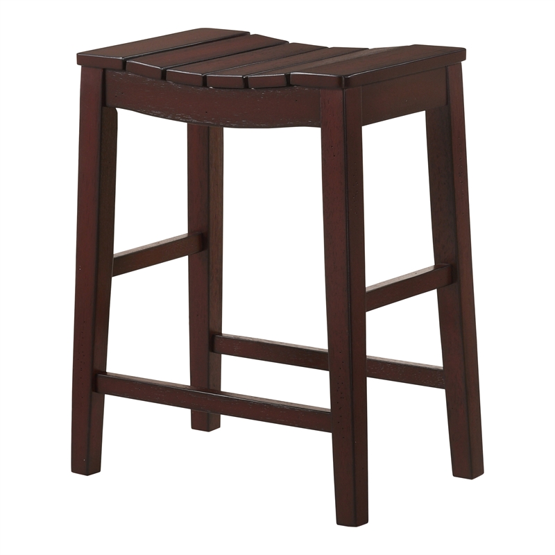 Furniture of America Niem Wood Counter Height Stools in Red (Set of 2)