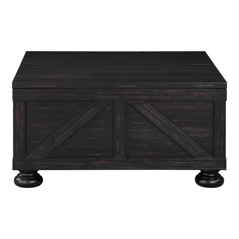 Furniture of America Zula Wood Hidden Storage Coffee Table in Black