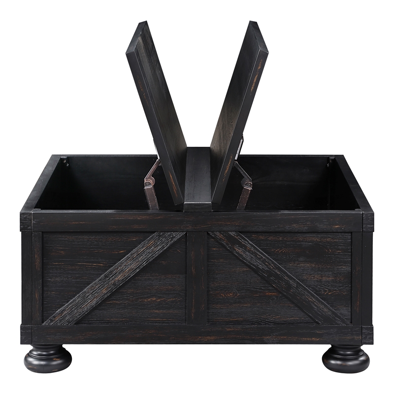Furniture of America Zula Wood Hidden Storage Coffee Table in Black