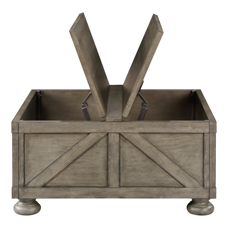 Furniture of America Zula Wood Hidden Storage Coffee Table in Gray