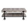 Furniture of America Acres Wood Natural 2-Piece Coffee Table Set with Wheels