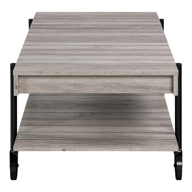 Furniture of America Acres Wood Natural 2-Piece Coffee Table Set with Wheels