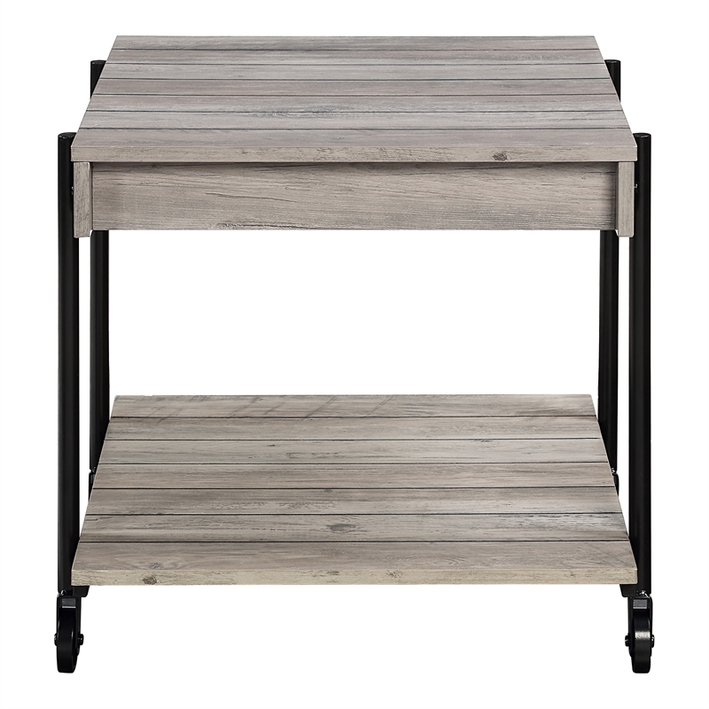 Furniture of America Acres Wood Natural 2-Piece Coffee Table Set with Wheels