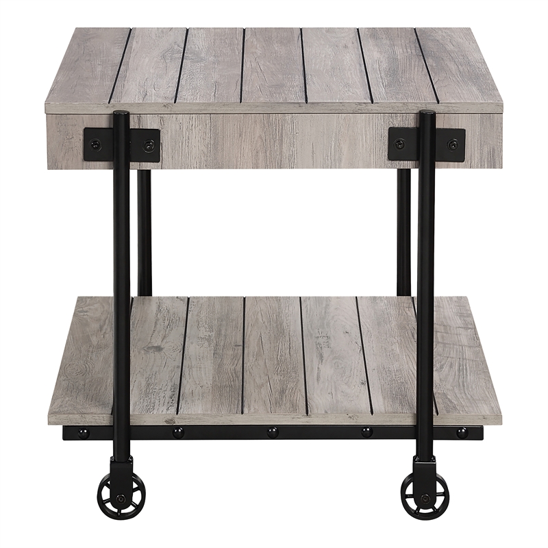 Furniture of America Acres Wood Natural 2-Piece Coffee Table Set with Wheels