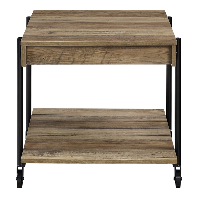 Furniture of America Acres Wood Rustic Oak 2-Piece Coffee Table Set with Wheels
