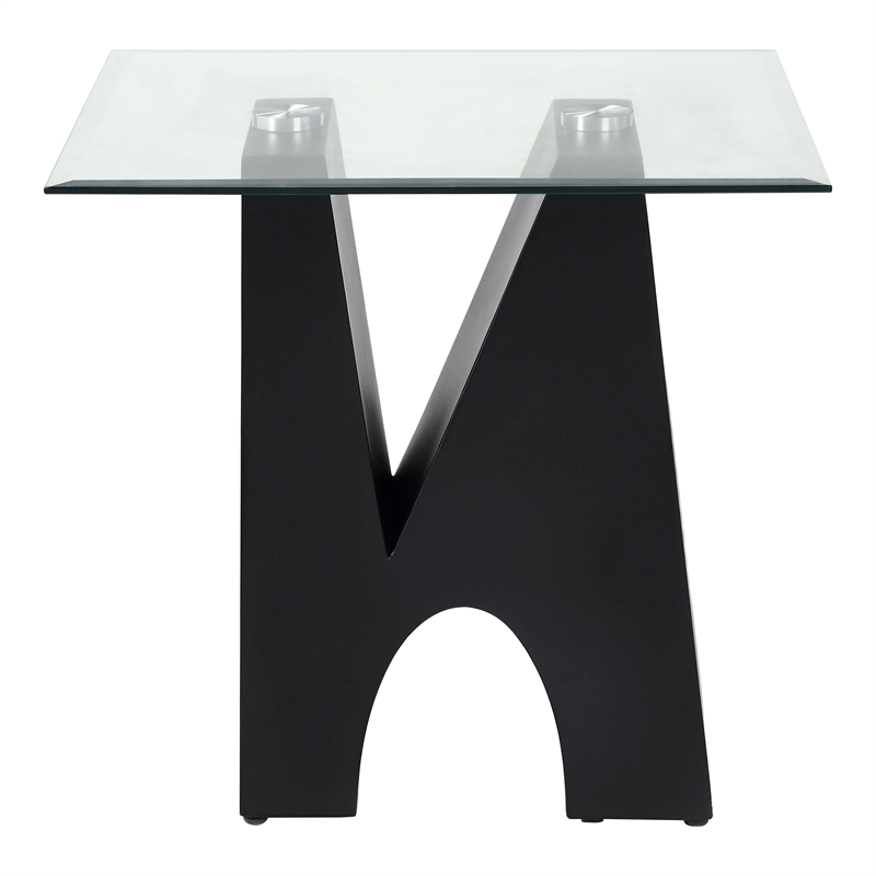 Furniture of America Fern Metal and Glass Top 2-Piece Coffee Table Set in Black