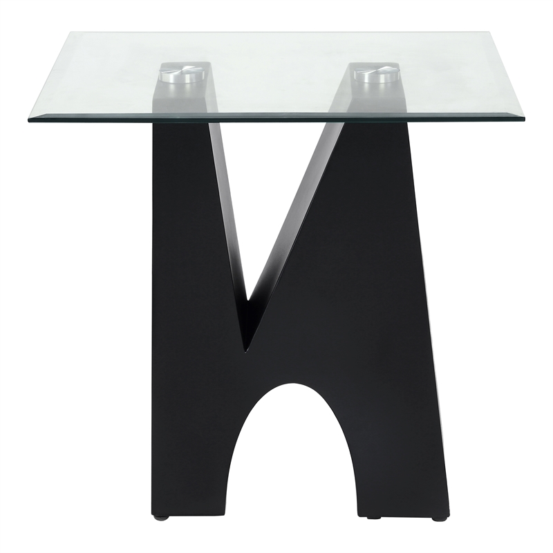 Furniture of America Fern Metal and Glass Top 3-Piece Coffee Table Set in Black