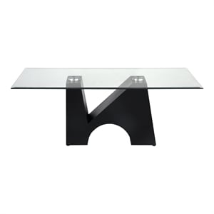 Furniture of America Fern Metal and Glass Top Rectangle Coffee Table in Black