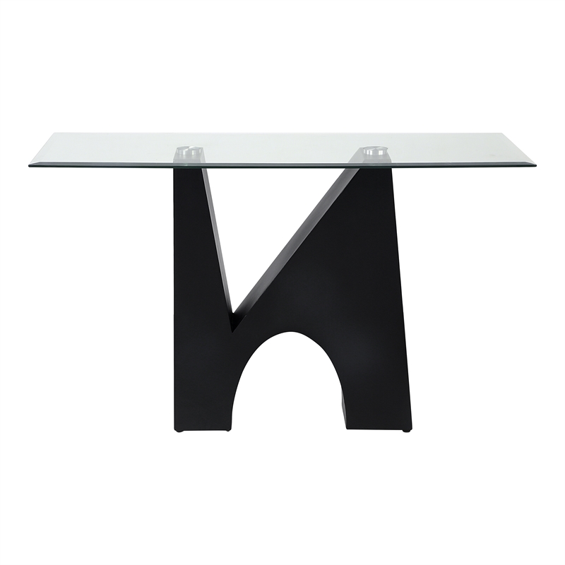 Furniture of America Fern Metal and Glass Top Rectangle Sofa Table in Black