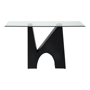 Furniture of America Fern Metal and Glass Top Rectangle Sofa Table in Black