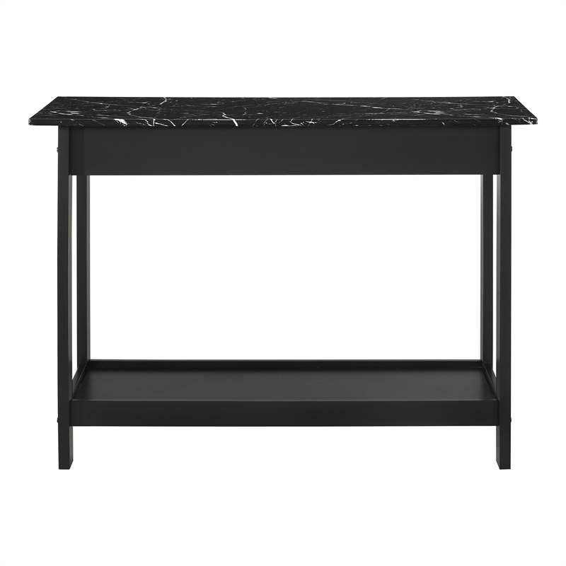 Furniture of America Histe Faux Marble and Wood 1-Drawer Sofa Table in Black