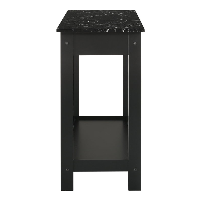 Furniture of America Histe Faux Marble and Wood 1-Drawer Sofa Table in Black