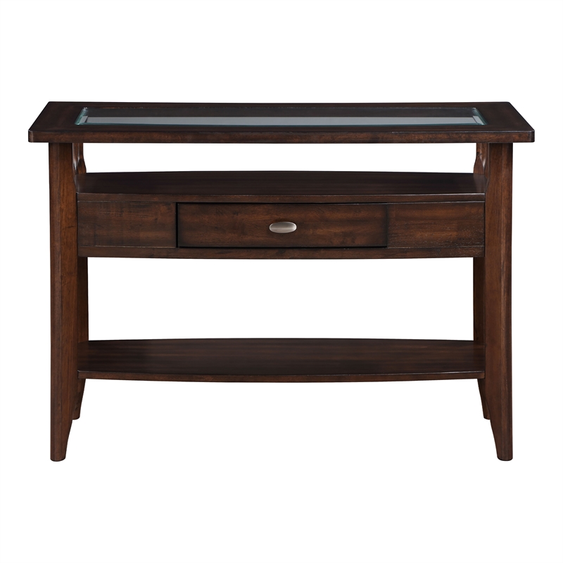 Furniture of America Eski Wood 1-Drawer Sofa Table in Dark Walnut